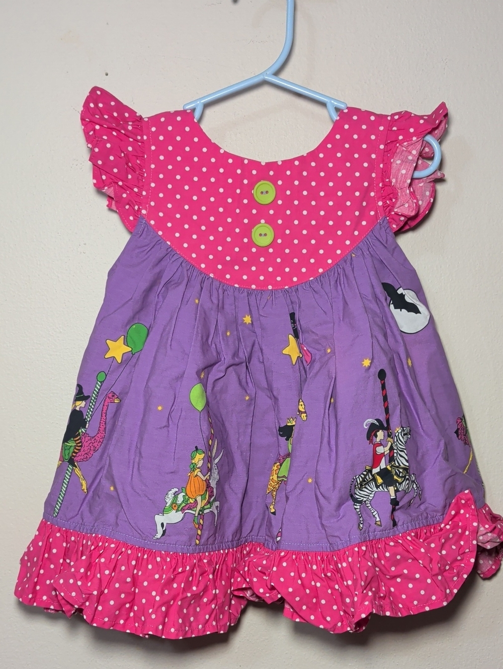 Eleanor Rose Halloween Dress Pink Purple Polka Dots Ruffles Girls Size 18M